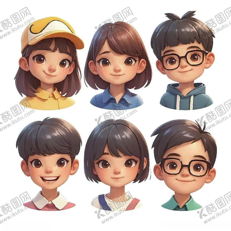 编号：11254502271025024977【酷图网】源文件下载-小孩小学生人物人像头像失量