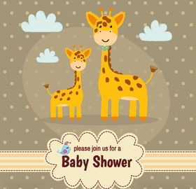 少儿卡通长颈鹿装饰画