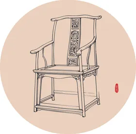正式椅子家具手绘国潮素材
