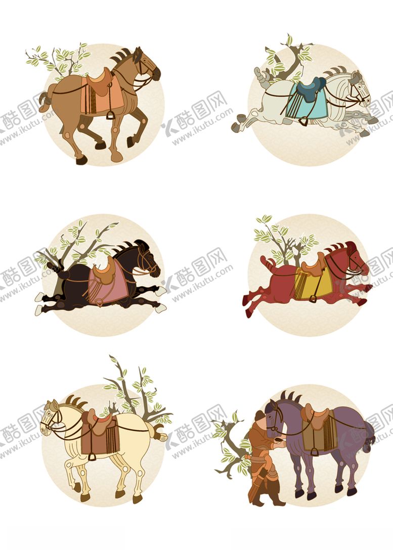 编号：71441205020208514349【酷图网】源文件下载-卡通千里马骏马昭陵六骏元素