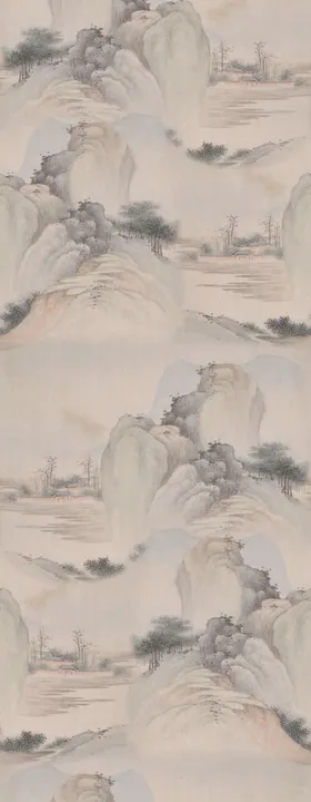 数码印花旗袍水墨新中式山水