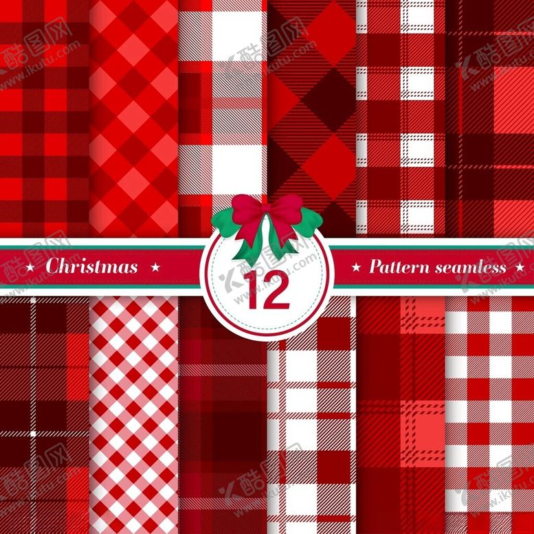 编号：72615304032247105492【酷图网】源文件下载-圣诞红格子图案素材