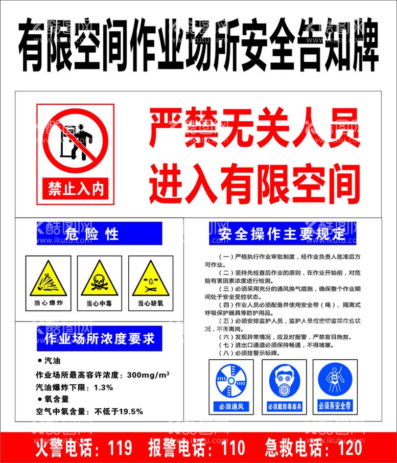 编号：92677801251135375134【酷图网】源文件下载-加油站有限空间作业场所安全告知