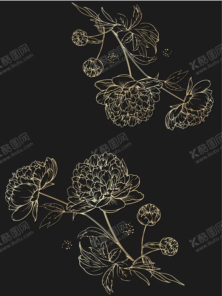 编号：59617209250148117126【酷图网】源文件下载-古风牡丹花金色剪影底纹纹理底色