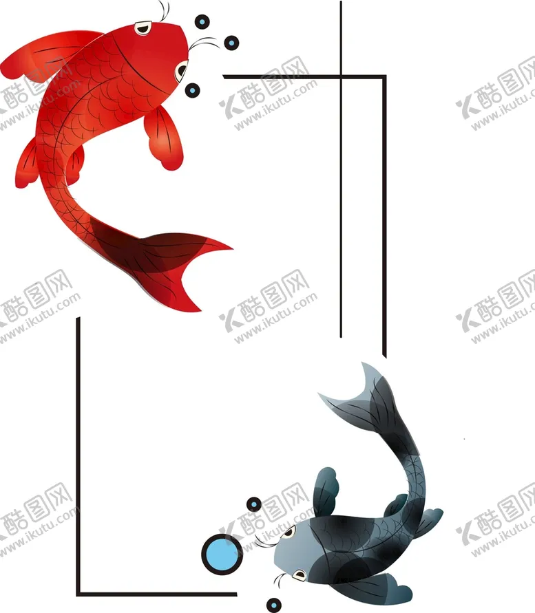 编号：16098001251638378806【酷图网】源文件下载-中国风手绘锦鲤边框矢量图