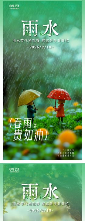 二十四节气雨水节气宣传海报