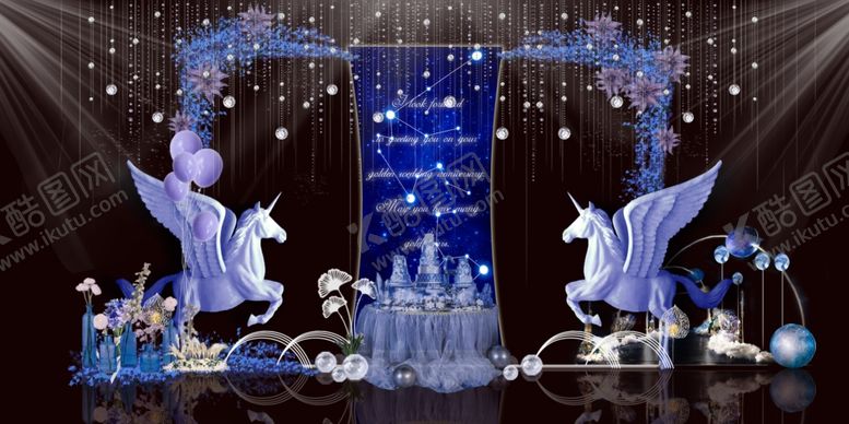 编号：47066209271928315386【酷图网】源文件下载-蓝色系婚礼设计背景