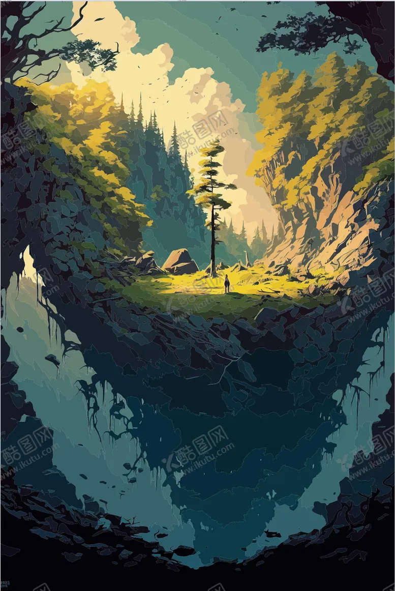 编号：90908609081409043461【酷图网】源文件下载-奇幻山谷中的静谧风景