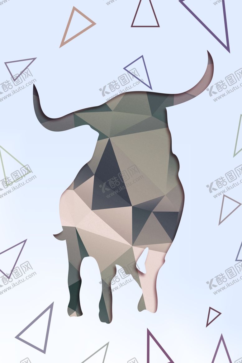 编号：84056307050837091113【酷图网】源文件下载-北欧几何动物牛装饰画图片