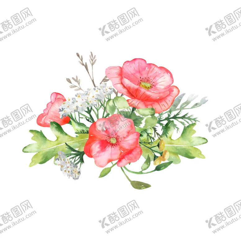 编号：34428206250950439337【酷图网】源文件下载-水彩植物花朵装饰