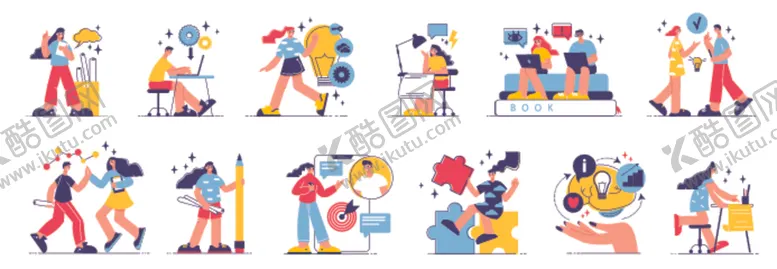 编号：69152806291756347341【酷图网】源文件下载-上午人物多彩插画