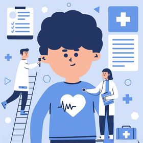 男孩的医疗主题插画场景