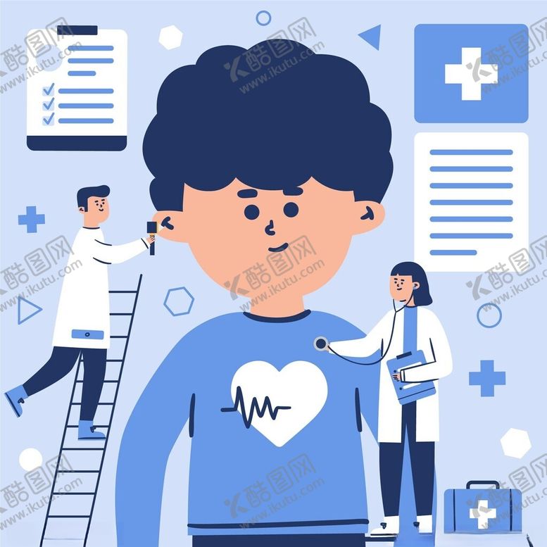 编号：94186004040611198897【酷图网】源文件下载-男孩的医疗主题插画场景