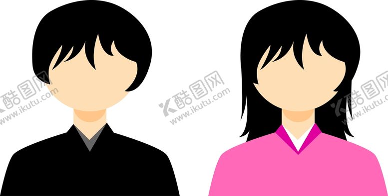 编号：69209311131340146498【酷图网】源文件下载-男孩女孩头像外形矢量素材