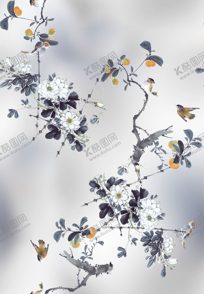 编号：45506209260203048801【酷图网】源文件下载-水墨花朵