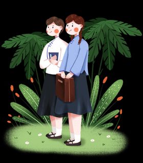绘画中的女青年