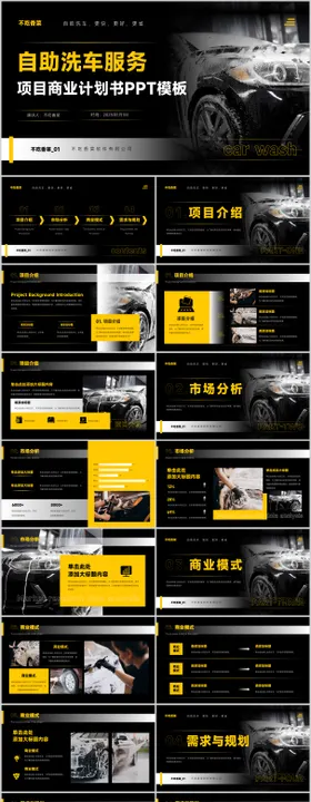 黑黄色全自动洗车机商业计划书PPT汇