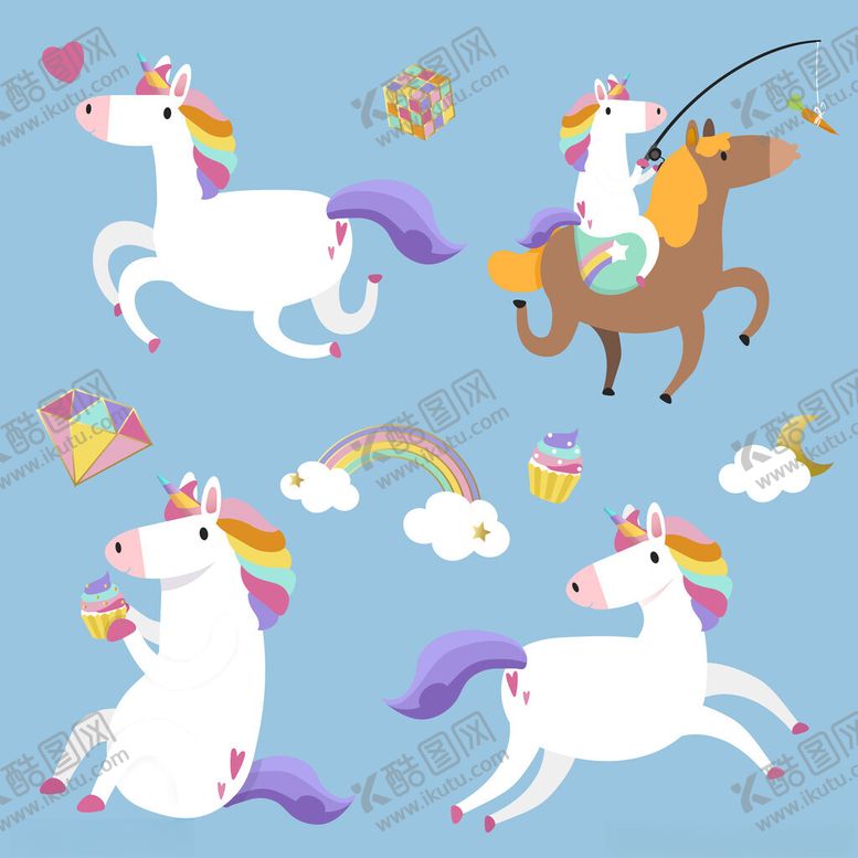 编号：49622404030623176746【酷图网】源文件下载-梦幻独角兽插画图案