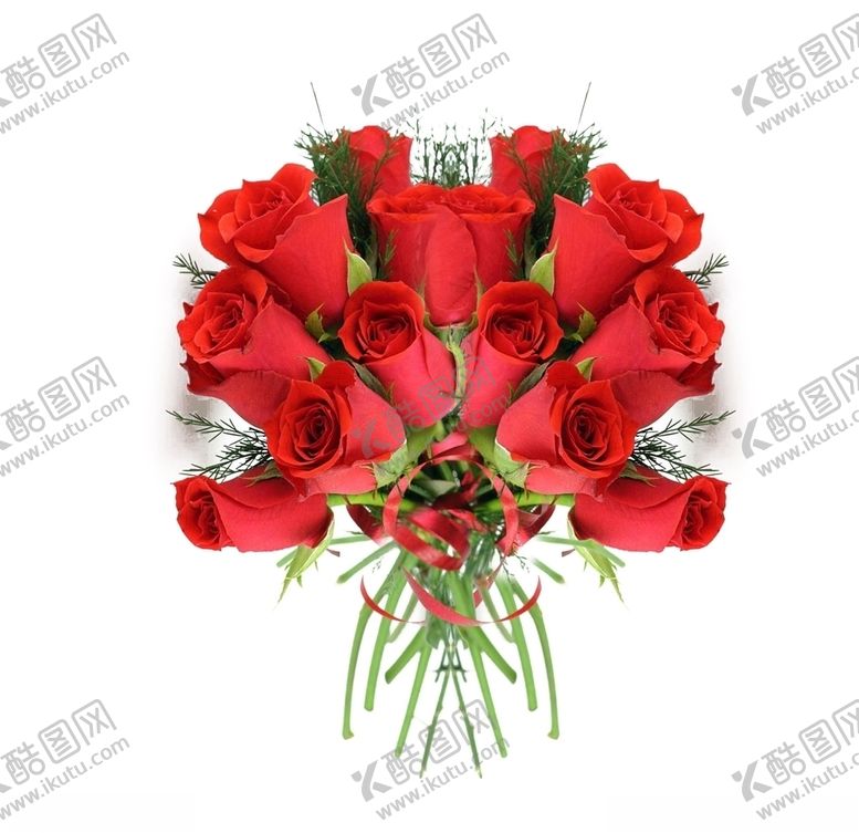 编号：89628409182025394383【酷图网】源文件下载-一束美丽的红色玫瑰鲜花素材