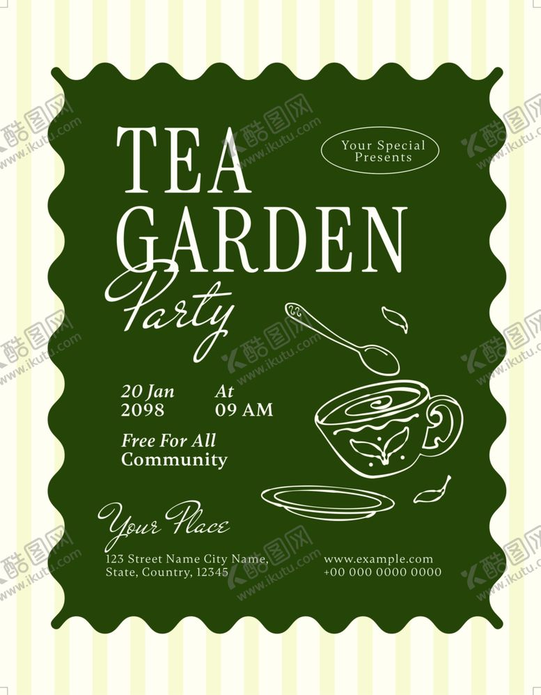 编号：31283804030344469014【酷图网】源文件下载-茶花园派对邀请函