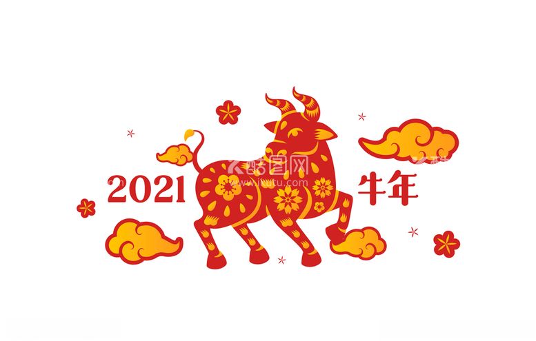 编号：65246903091613241877【酷图网】源文件下载-2021年AI矢量牛年剪纸插画