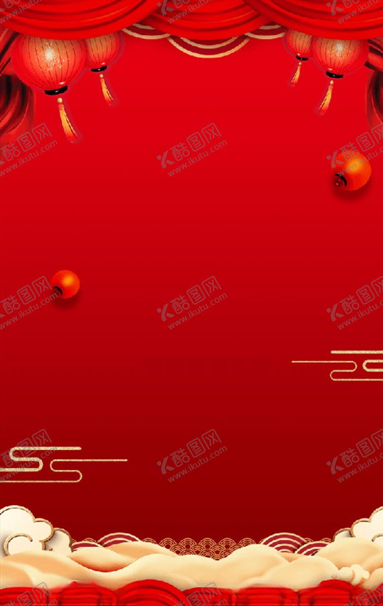 编号：58326510050008107612【酷图网】源文件下载-春节灯笼布帘背景