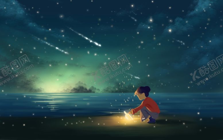 编号：93774209290432565248【酷图网】源文件下载-夜晚人物小女孩插画合成背景素材