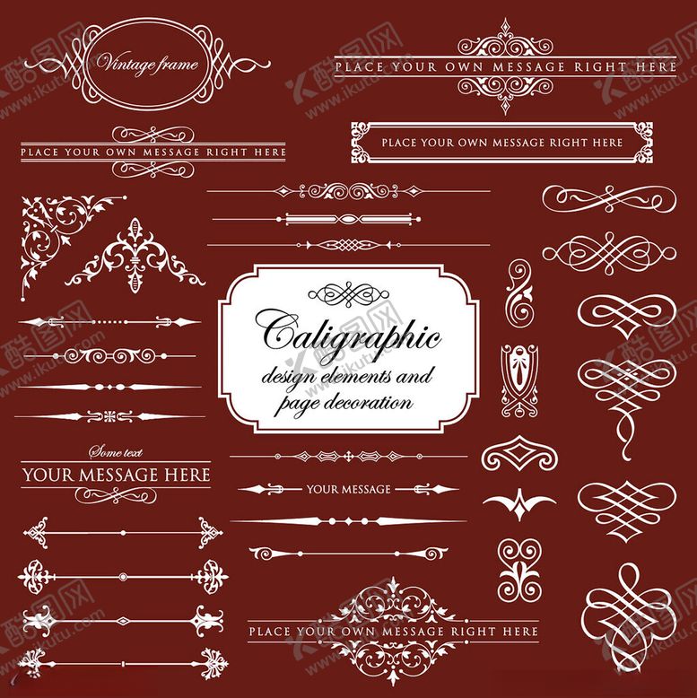 编号：76135210310143471668【酷图网】源文件下载-复古风格装饰性设计元素集