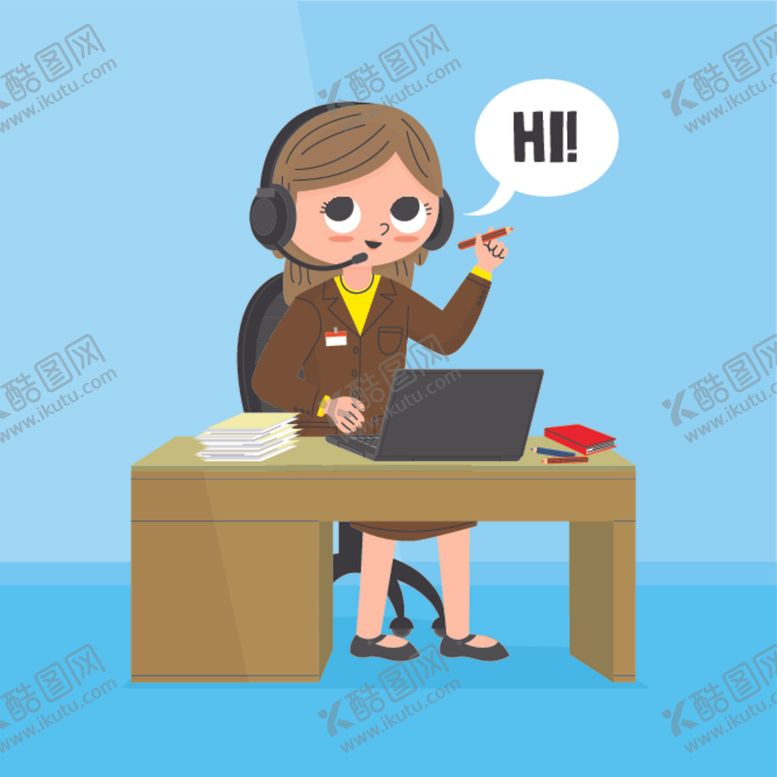 编号：85500805122057335561【酷图网】源文件下载-卡通客服人员
