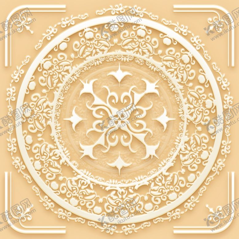 编号：76656410020807297547【酷图网】源文件下载-吊顶天花玉雕圆圈图腾