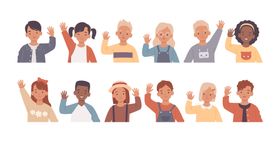 扁平化打招呼人物插画