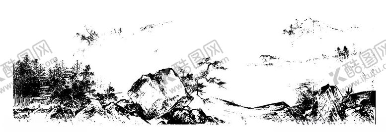 编号：44890402201639434293【酷图网】源文件下载-山水线稿源文件