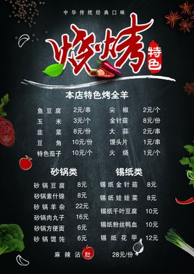 烧烤菜单