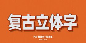 复古立体特效字PSD样机