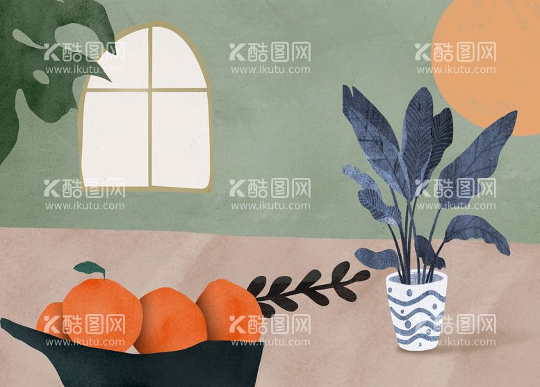 编号：32407509222349087546【酷图网】源文件下载-植物手绘插画装饰画