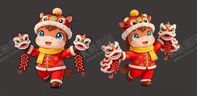 编号：71811804102040435713【酷图网】源文件下载-新年卡通Q版马