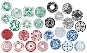 圆形花边边框传统图案花纹