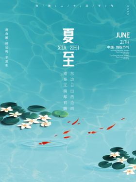 清爽夏至节气海报