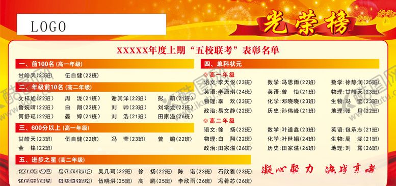 编号：21964210100849526561【酷图网】源文件下载-展板光荣榜