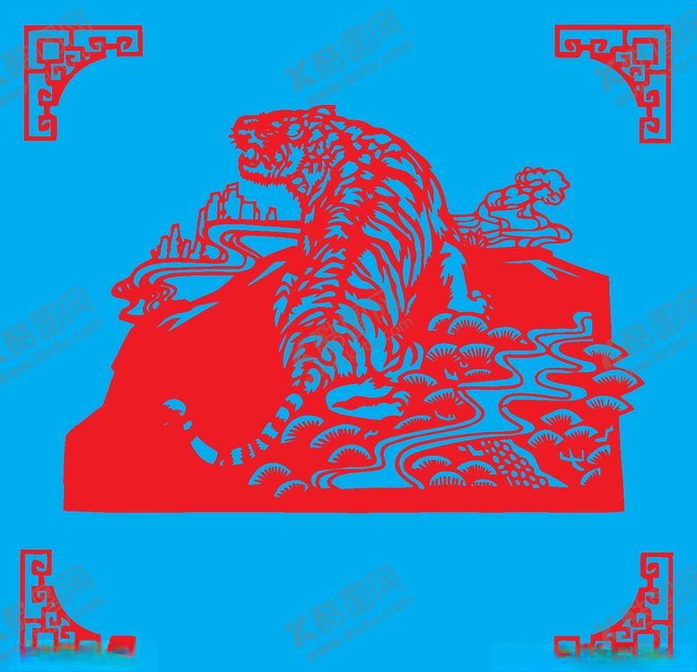 编号：15277909190002027096【酷图网】源文件下载-老虎剪纸
