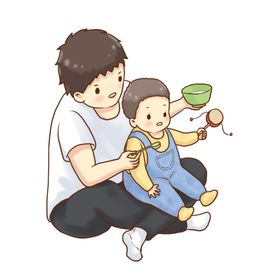 父亲节卡通亲子插画png素材