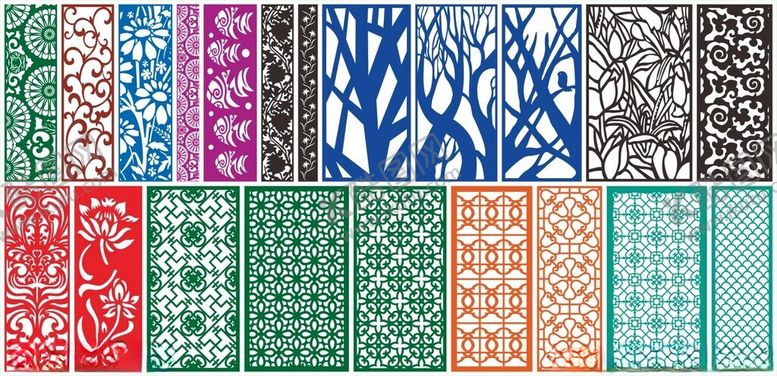 编号：72732711020435155770【酷图网】源文件下载-窗花镂空花纹屏风隔断雕花