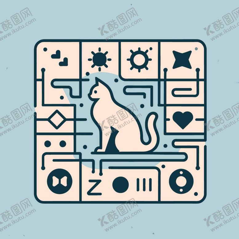 编号：80038012041426208524【酷图网】源文件下载-创意猫线稿设计