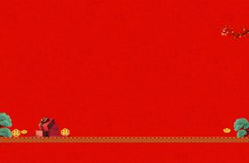 红色背景上的卡通元素