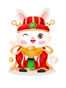 新年狂欢 兔子财神 虎兔交接