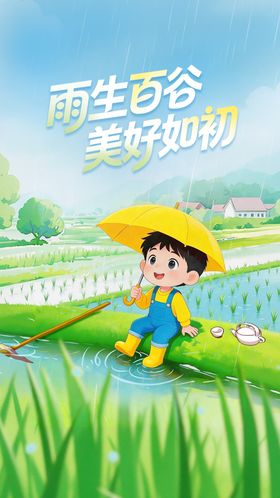 谷雨节气卡通插画海报
