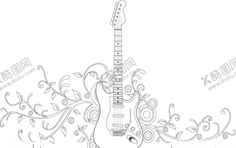 编号：86598009281529195791【酷图网】源文件下载-吉他音乐乐器线稿