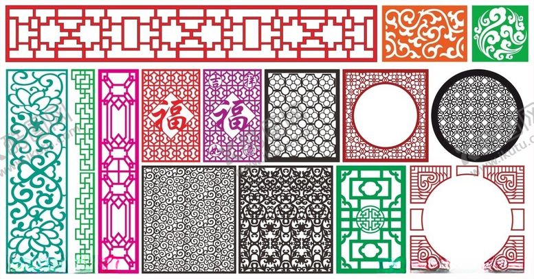 编号：35240210122306315331【酷图网】源文件下载-窗花镂空花纹屏风隔断雕花