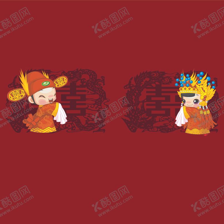 编号：63077010132044119238【酷图网】源文件下载-婚庆男女卡通形象设计