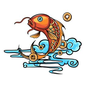 手绘国潮锦鲤